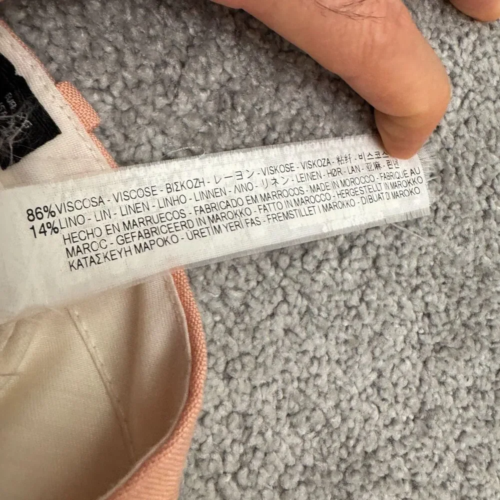 Zara Woman Linen Blend Wide Leg Chino Pants Women XS Peach Summer Lightweight